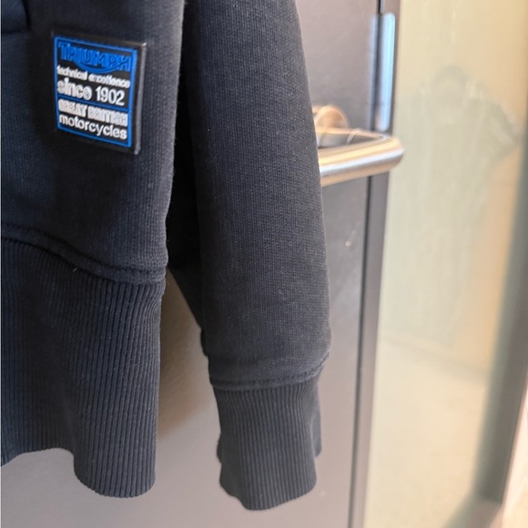 Triumph S Good used VINTAGE Black and Gray sweatshirt with jacket vibe patched - Picture 12 of 15
